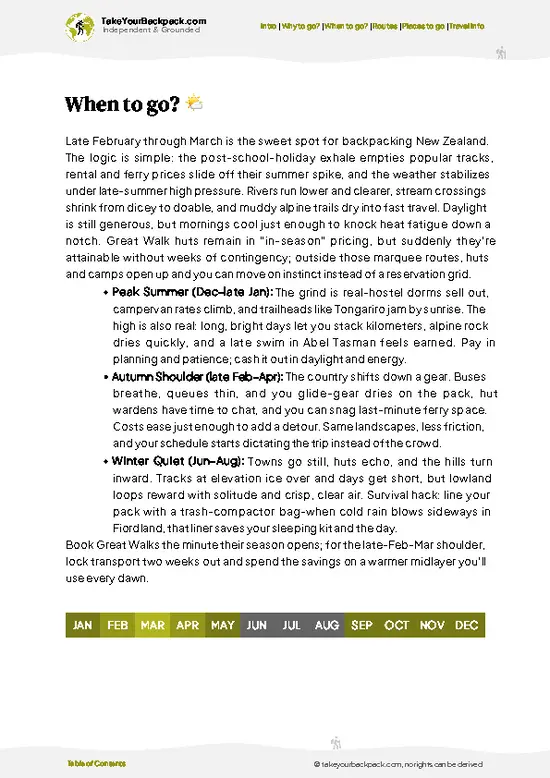 example page 3 from our offline Travel Guide for New Zealand